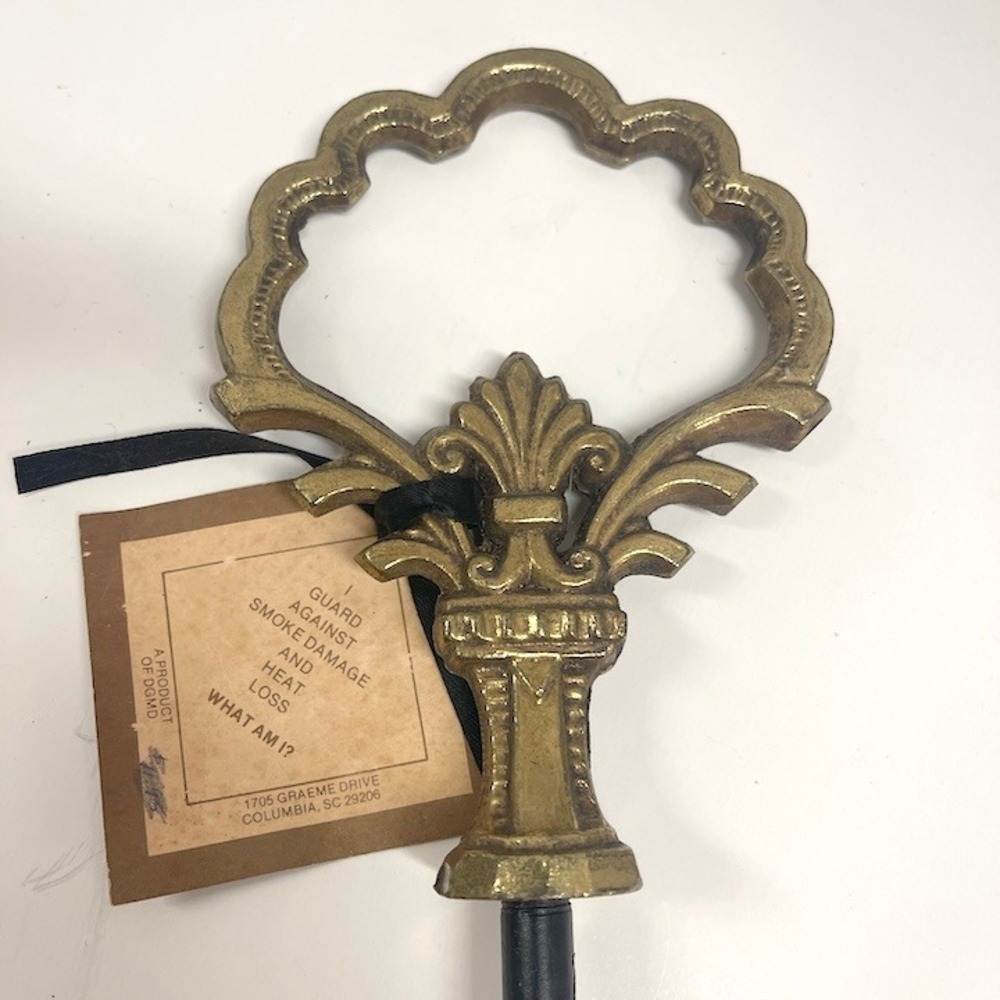 Vintage Brass Fireplace Damper Opener Hook Scrolled Base Ornate Iron Hook - Picture 6 of 6
